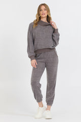 Chocolate Syrup Reverse Fleece Mock Neck Sweatshirt | Vintage Havana Women