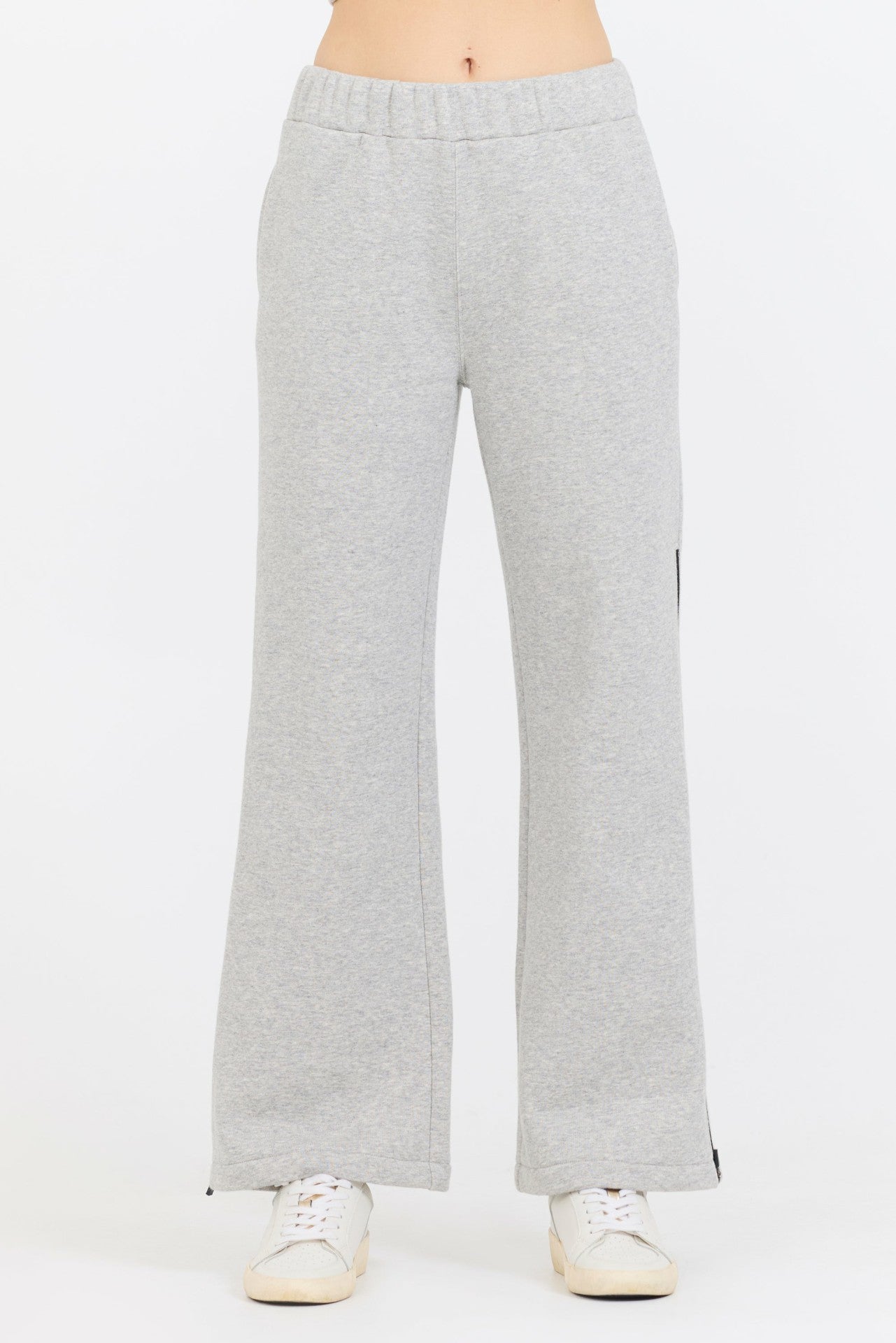 Pure Grey Contrast Black Zipper Flare Pant | Vintage Havana Women