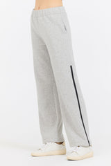 Pure Grey Contrast Black Zipper Flare Pant | Vintage Havana Women
