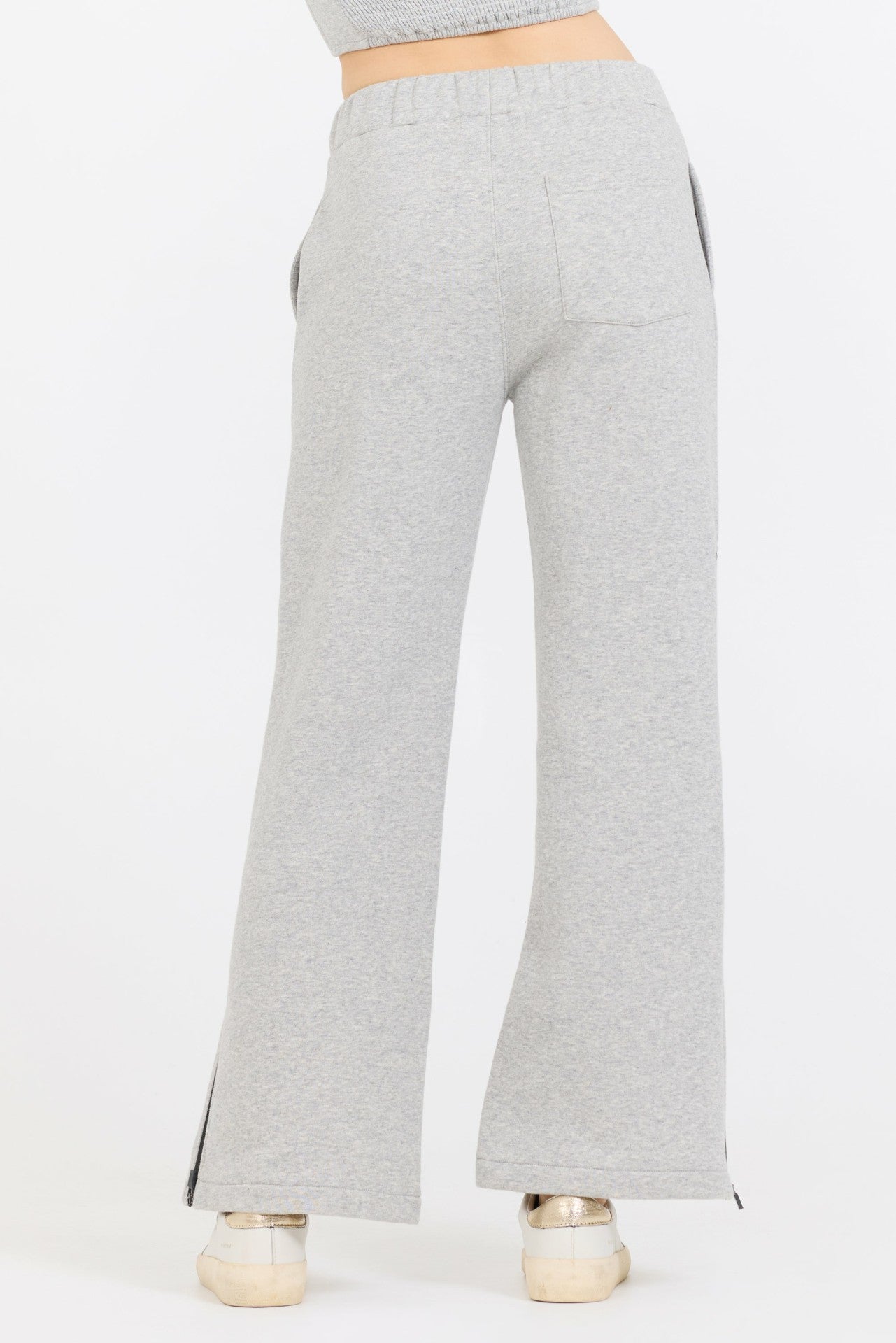 Pure Grey Contrast Black Zipper Flare Pant | Vintage Havana Women