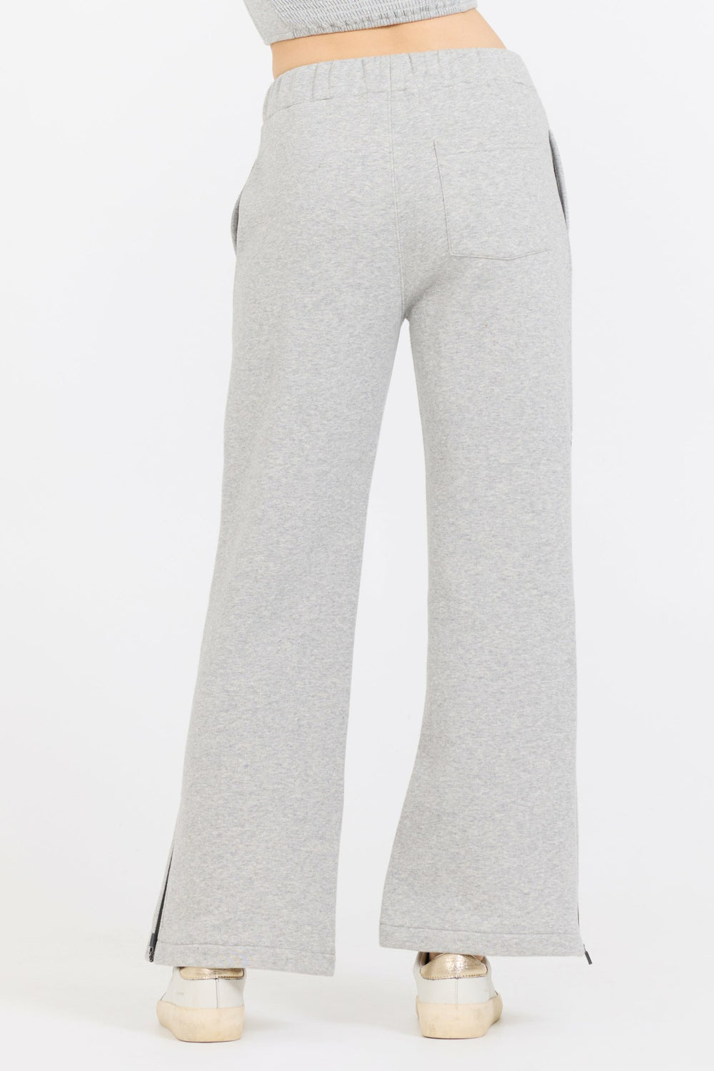 Pure Grey Contrast Black Zipper Flare Pant | Vintage Havana Women
