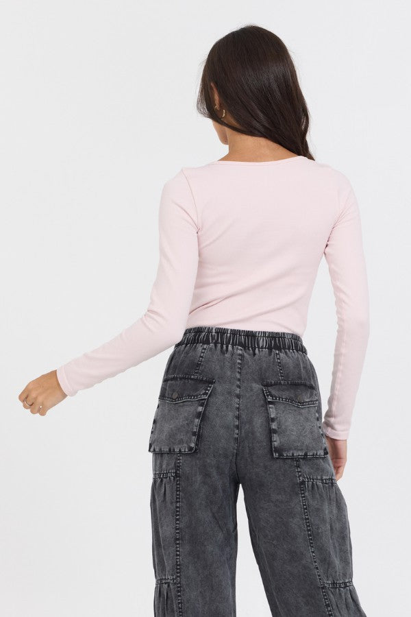 Soft Pink Seamless Long Sleeve Tee | Vintage Havana Women