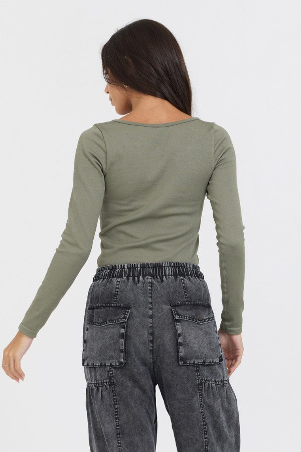 Olive Seamless Long Sleeve Tee | Vintage Havana Women