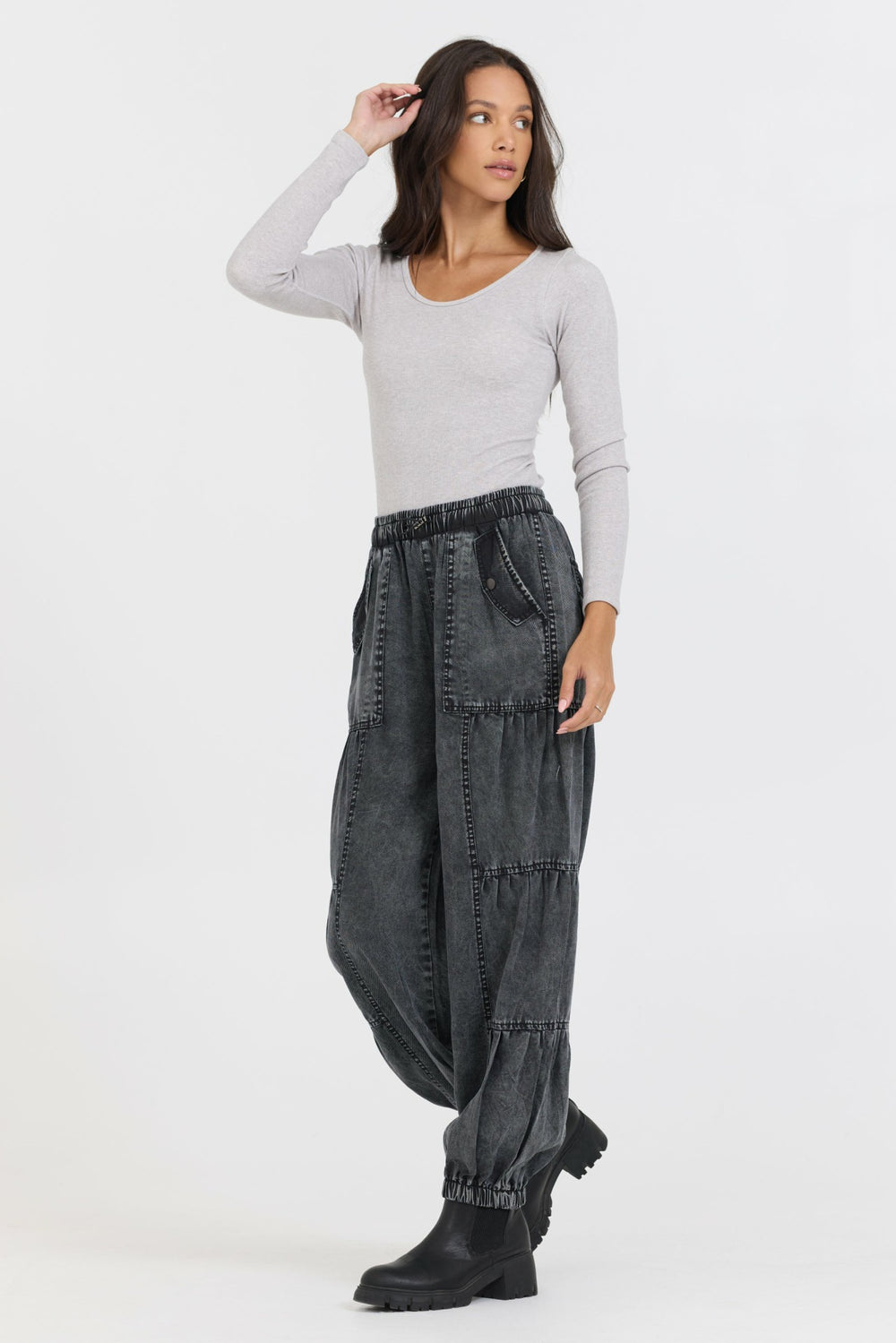 Heather Grey Seamless Long Sleeve Tee | Vintage Havana Women