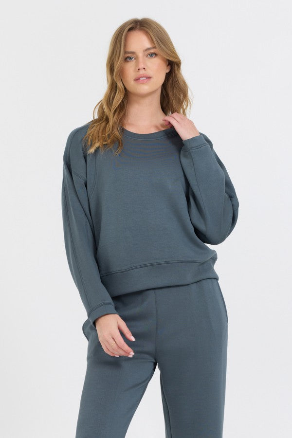 Mountain Grey Cloud Fleece Crewneck | Vintage Havana Women