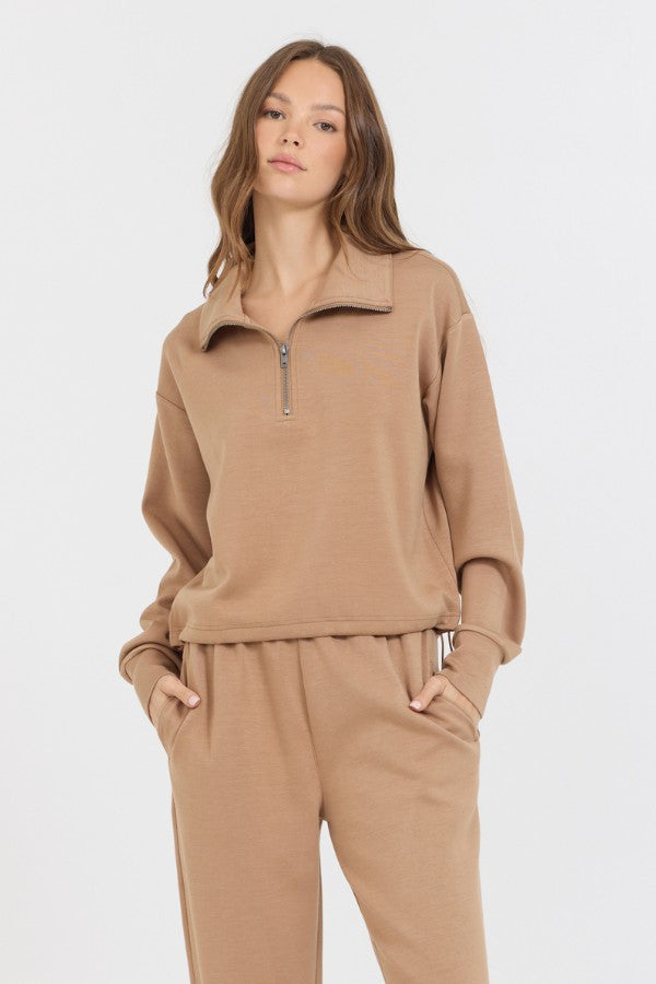 Caramel Cloud Fleece Quarter Zip | Vintage Havana Women