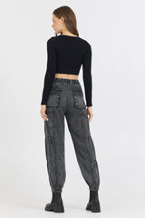Black Seamless Long Sleeve V Neck | Vintage Havana Women