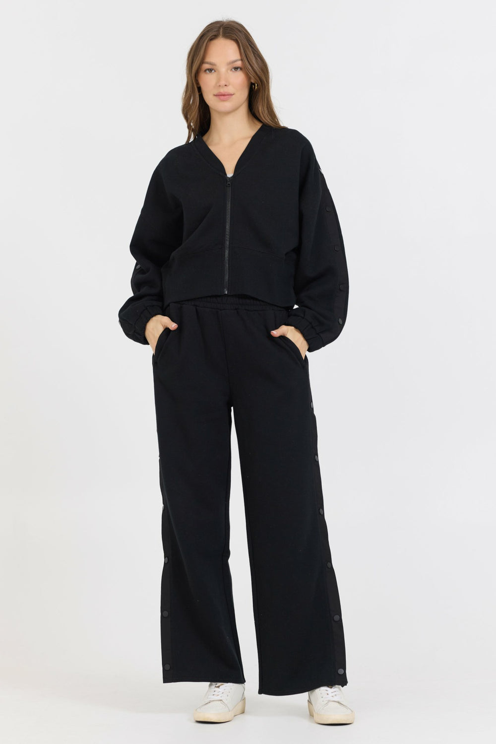 Black Brushed Snap Pant | Vintage Havana Women