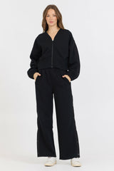 Black Brushed Snap Pant | Vintage Havana Women