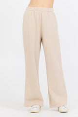 Vanilla Cream Cotton Blend Fleece Wide Leg Pant | Vintage Havana Women