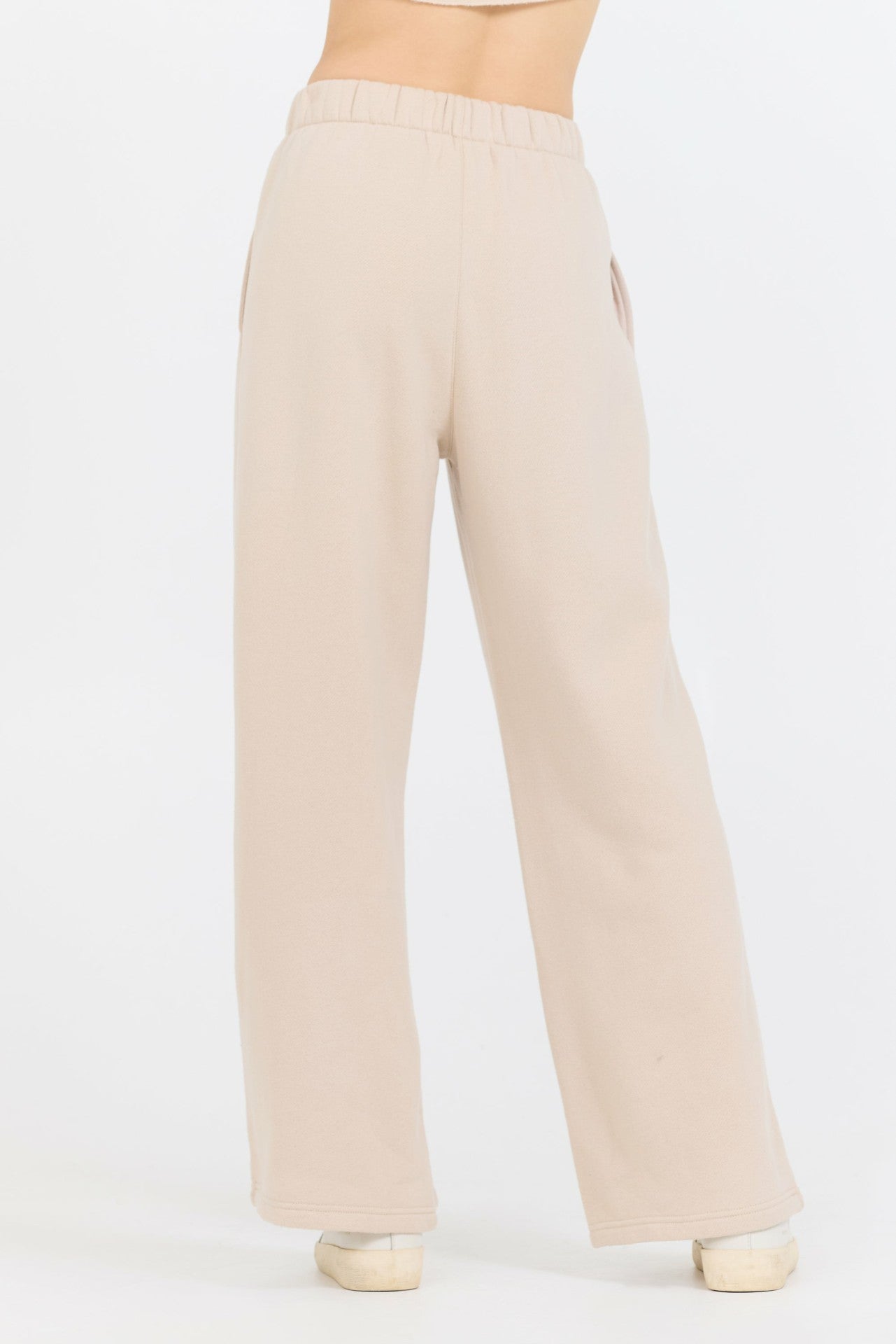 Vanilla Cream Cotton Blend Fleece Wide Leg Pant | Vintage Havana Women
