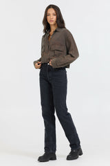 Brown Cropped Pocket Detail Shirt | Vintage Havana Women