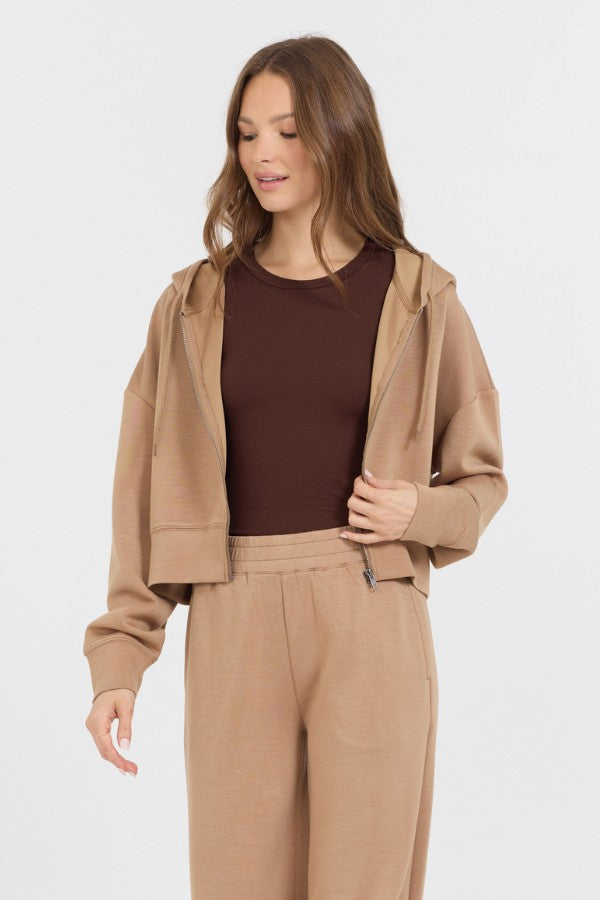 Caramel Cloud Fleece Crop Zip Up | Vintage Havana Women