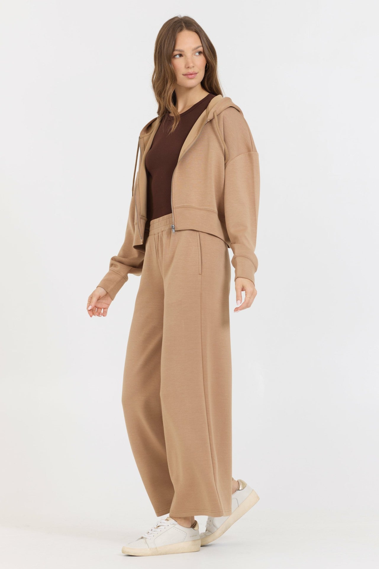 Caramel Cloud Fleece Crop Zip Up | Vintage Havana Women