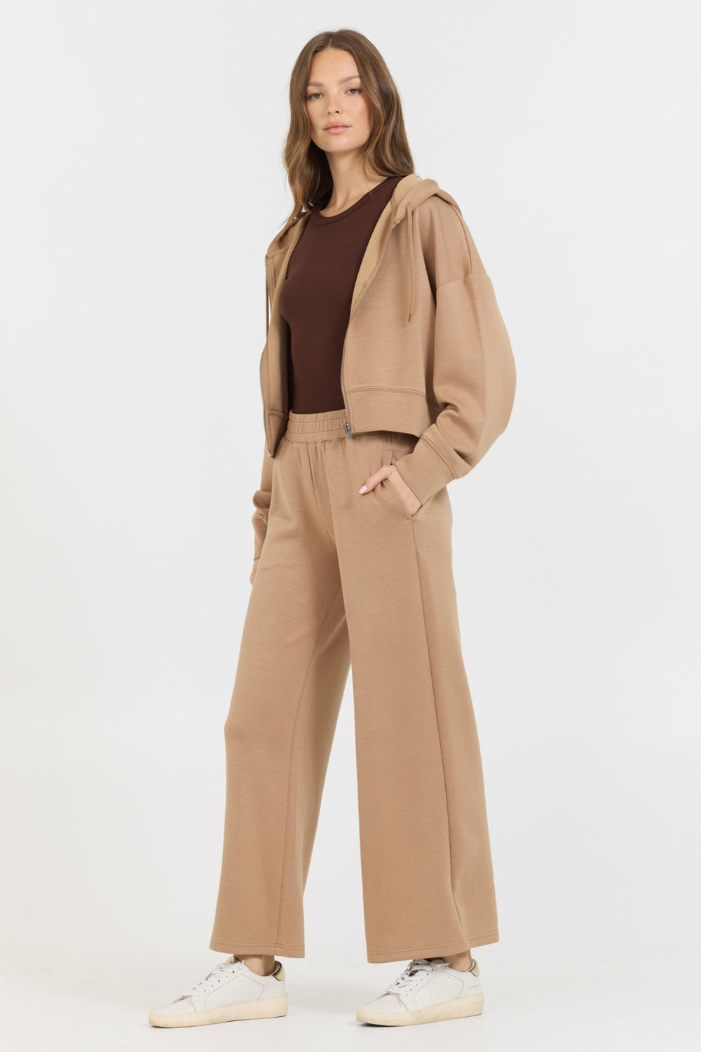 Caramel Cloud Fleece Crop Zip Up | Vintage Havana Women