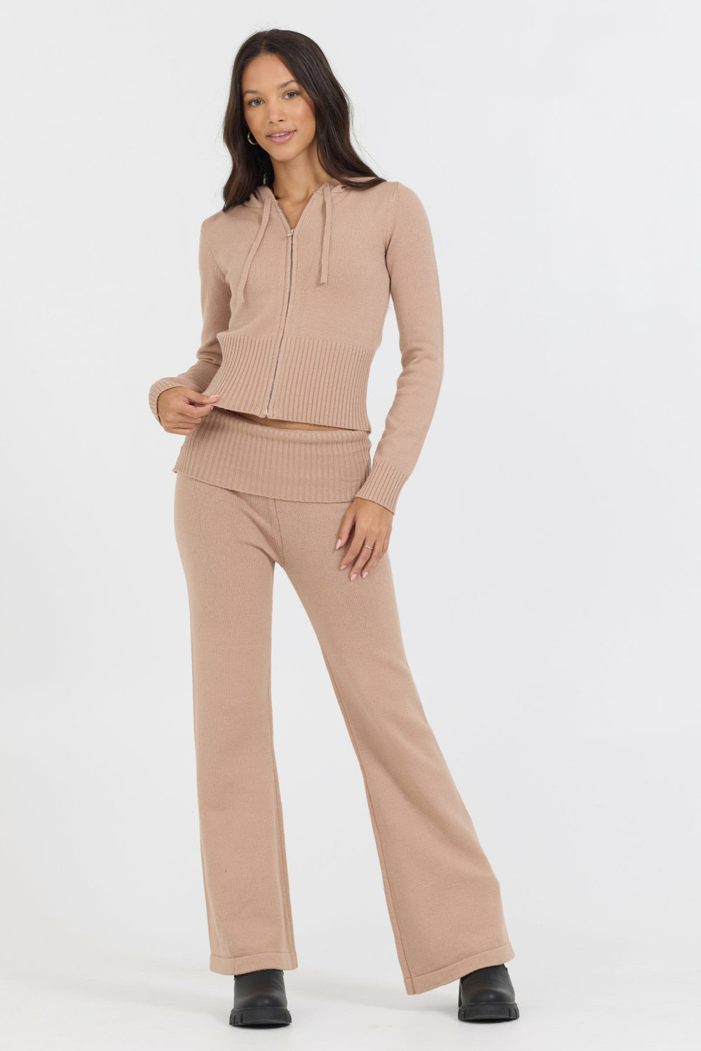 Salted Caramel Slim Fit Knit Zip Up | Vintage Havana Women