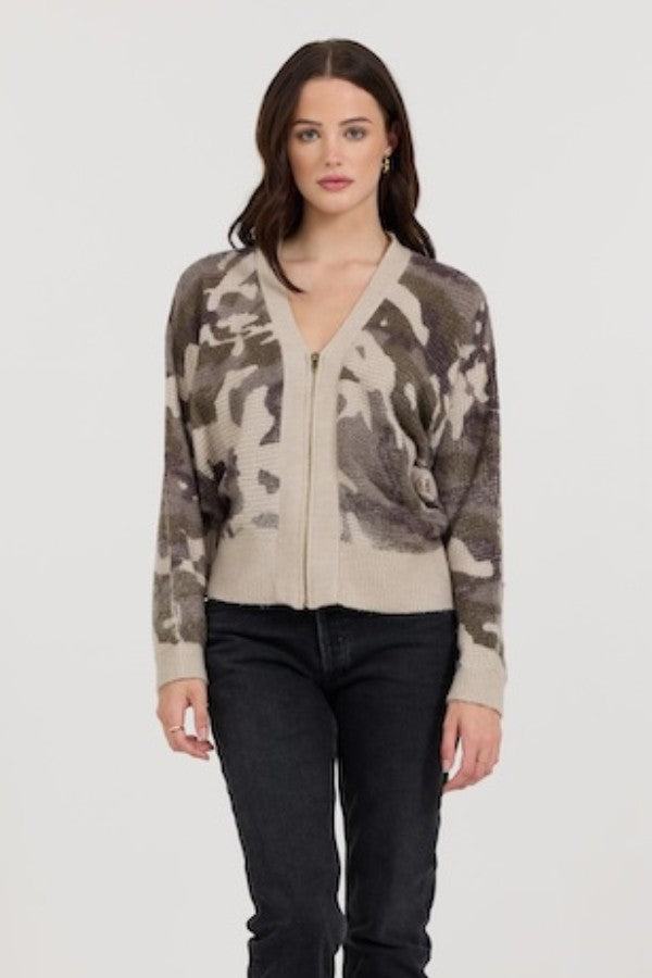 Forest Fog Camo Zip Up Sweater | Vintage Havana Women