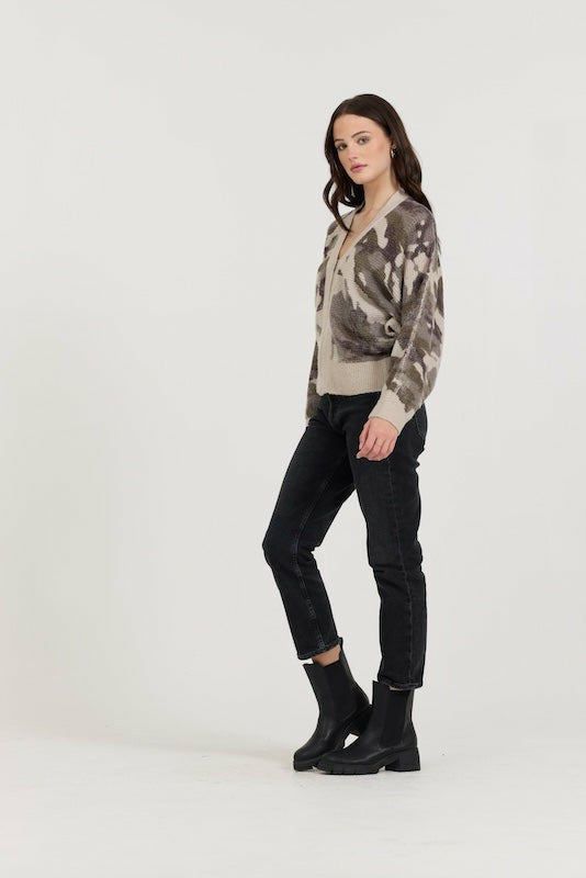 Forest Fog Camo Zip Up Sweater | Vintage Havana Women