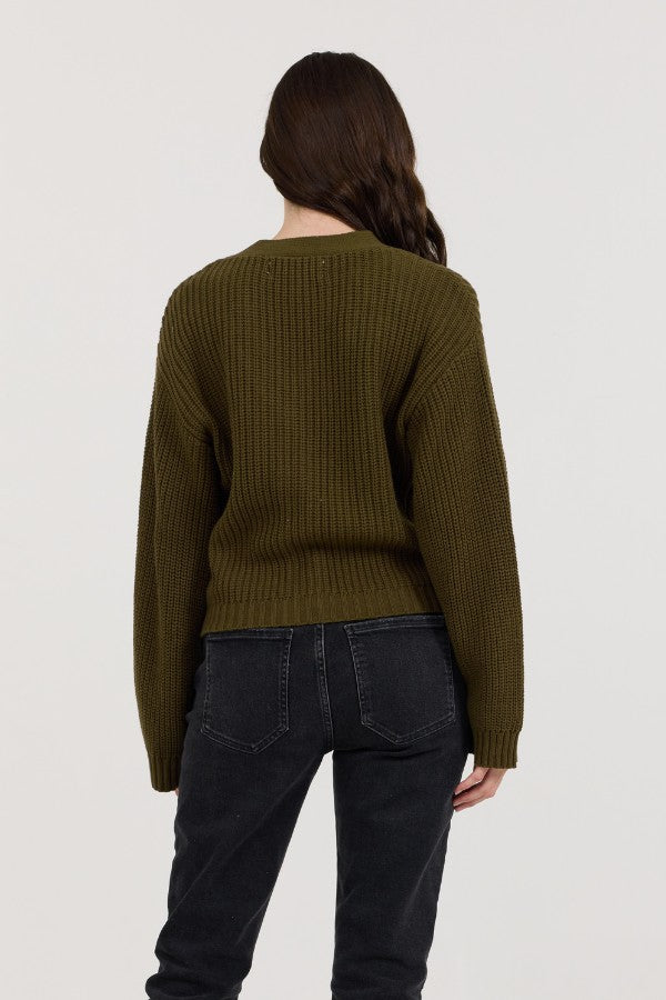 Deep Olive Fitted Utilty Cardigan | Vintage Havana Women