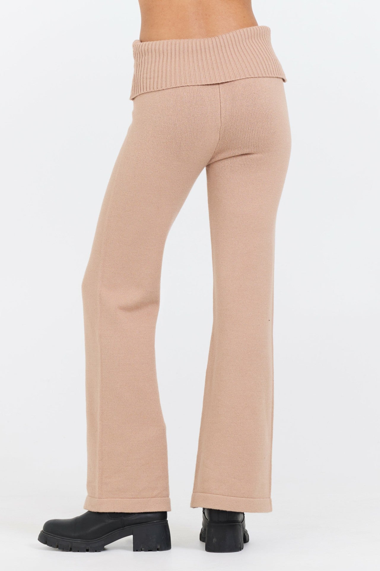 Salted Caramel Slim Fit Knit Fold Over Flare Pant | Vintage Havana Women