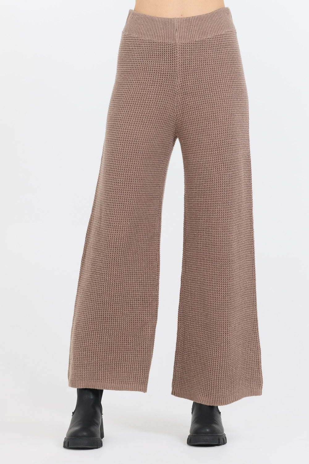 Heather Brown Waffle Knit Flare Pant | Vintage Havana Women