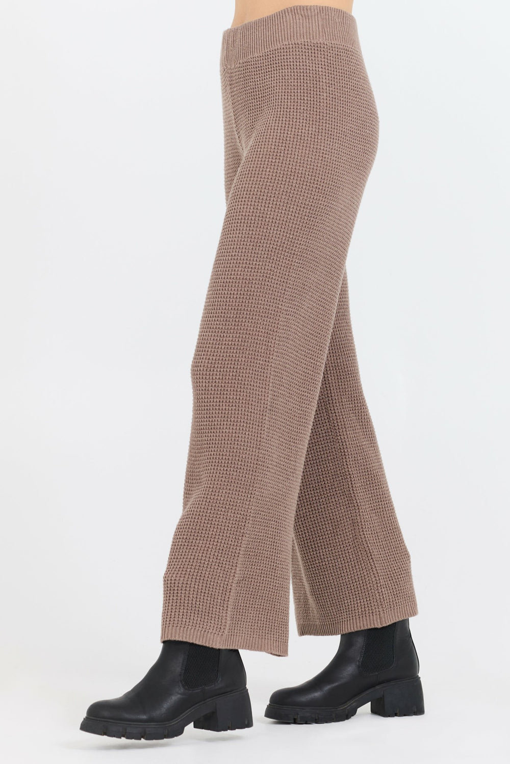 Heather Brown Waffle Knit Flare Pant | Vintage Havana Women