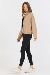 Caramel Heavy Cloud Fleece Bomber Jacket | Vintage Havana Women