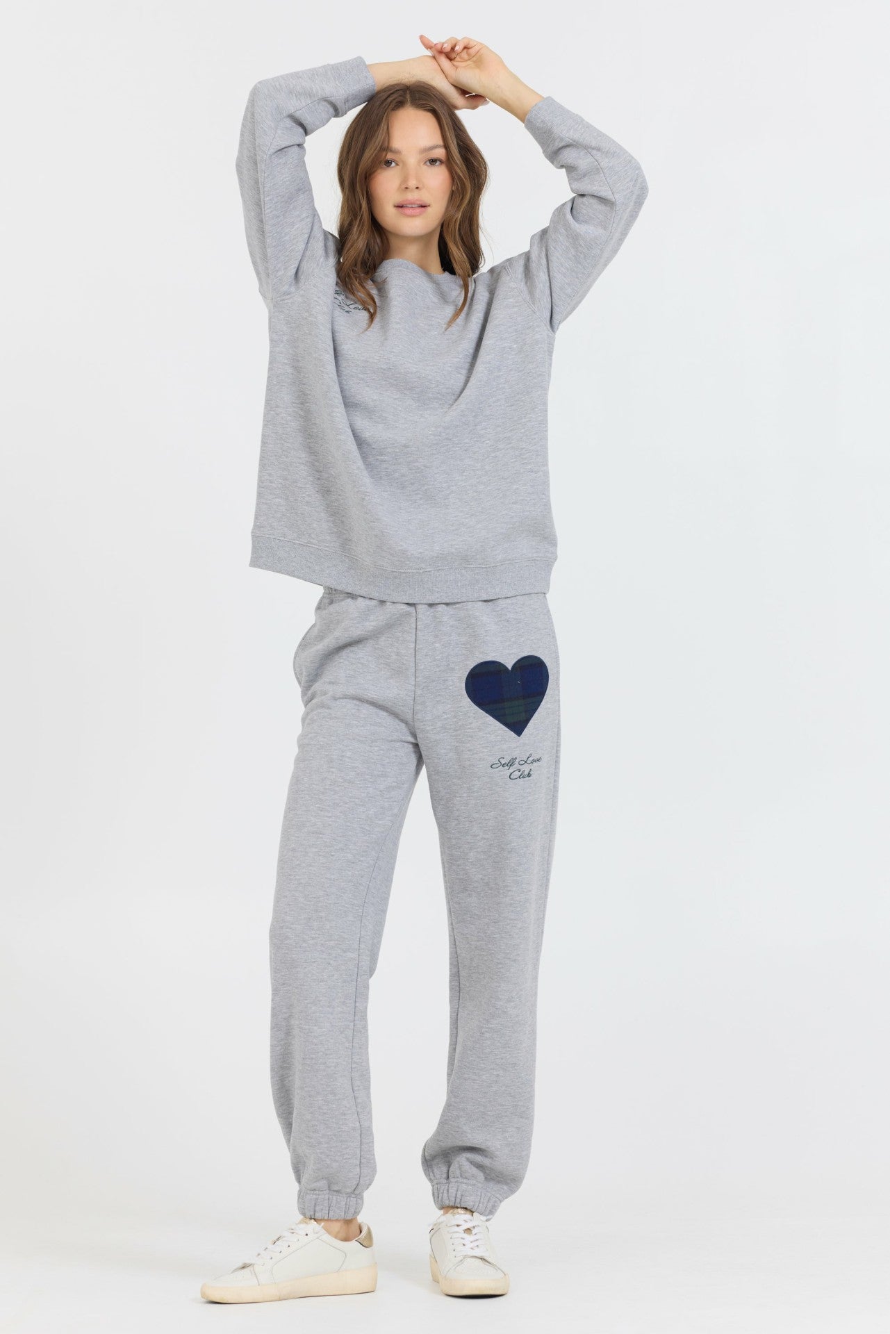 Heather Grey Essential Fleece Crew W/ Self Love Club Crewneck | Vintage Havana Women