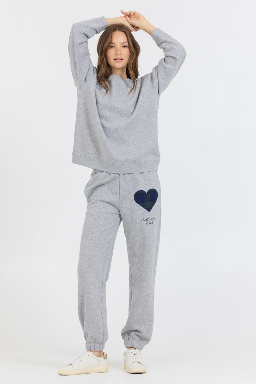 Heather Grey Essential Fleece Crew W/ Self Love Club Crewneck | Vintage Havana Women
