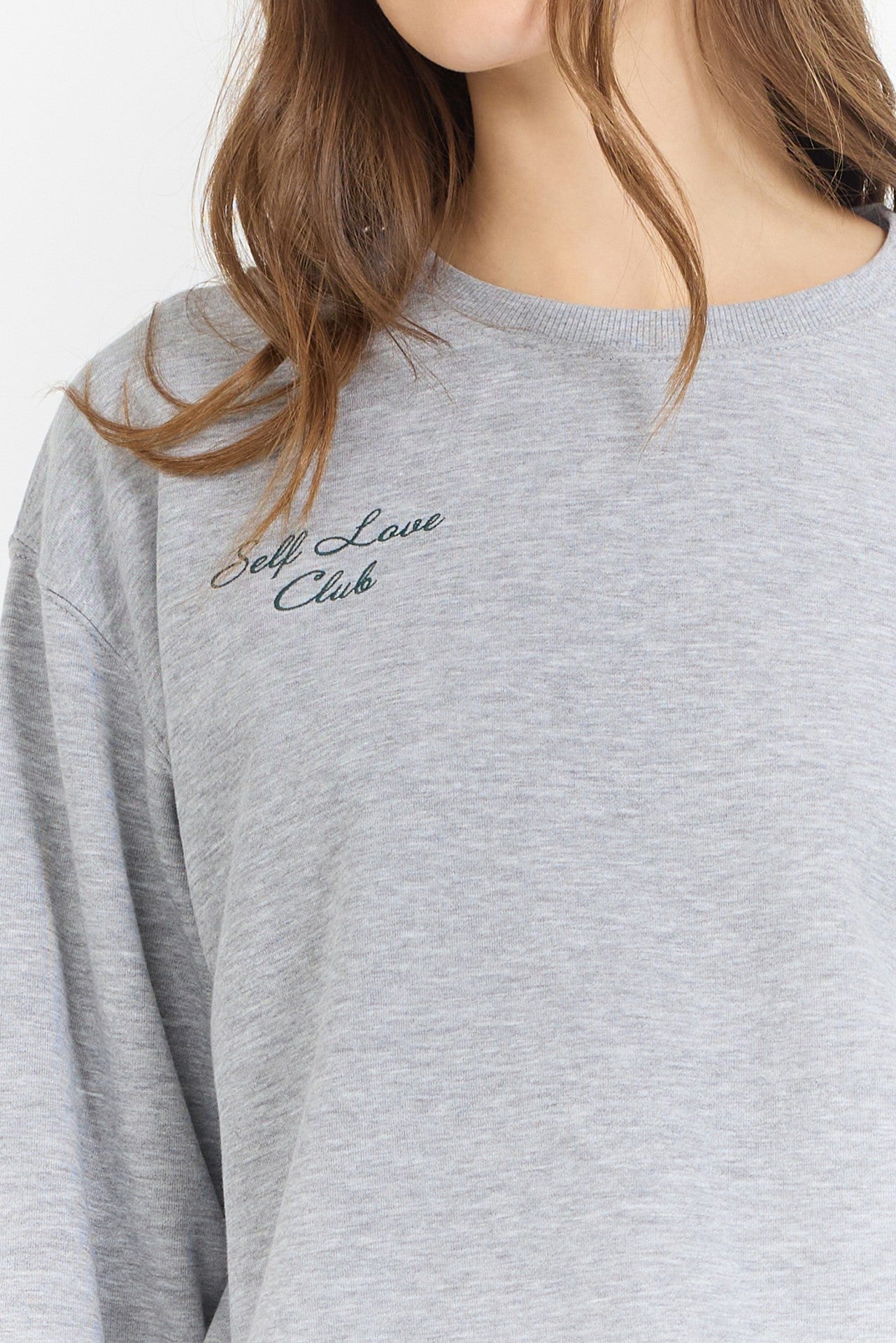 Heather Grey Essential Fleece Crew W/ Self Love Club Crewneck | Vintage Havana Women