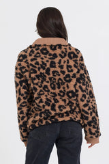 Leopard Print Sherpa Quarter Zip | Vintage Havana Women