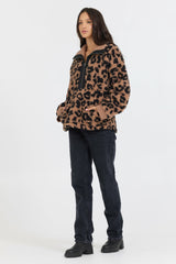 Leopard Print Sherpa Quarter Zip | Vintage Havana Women
