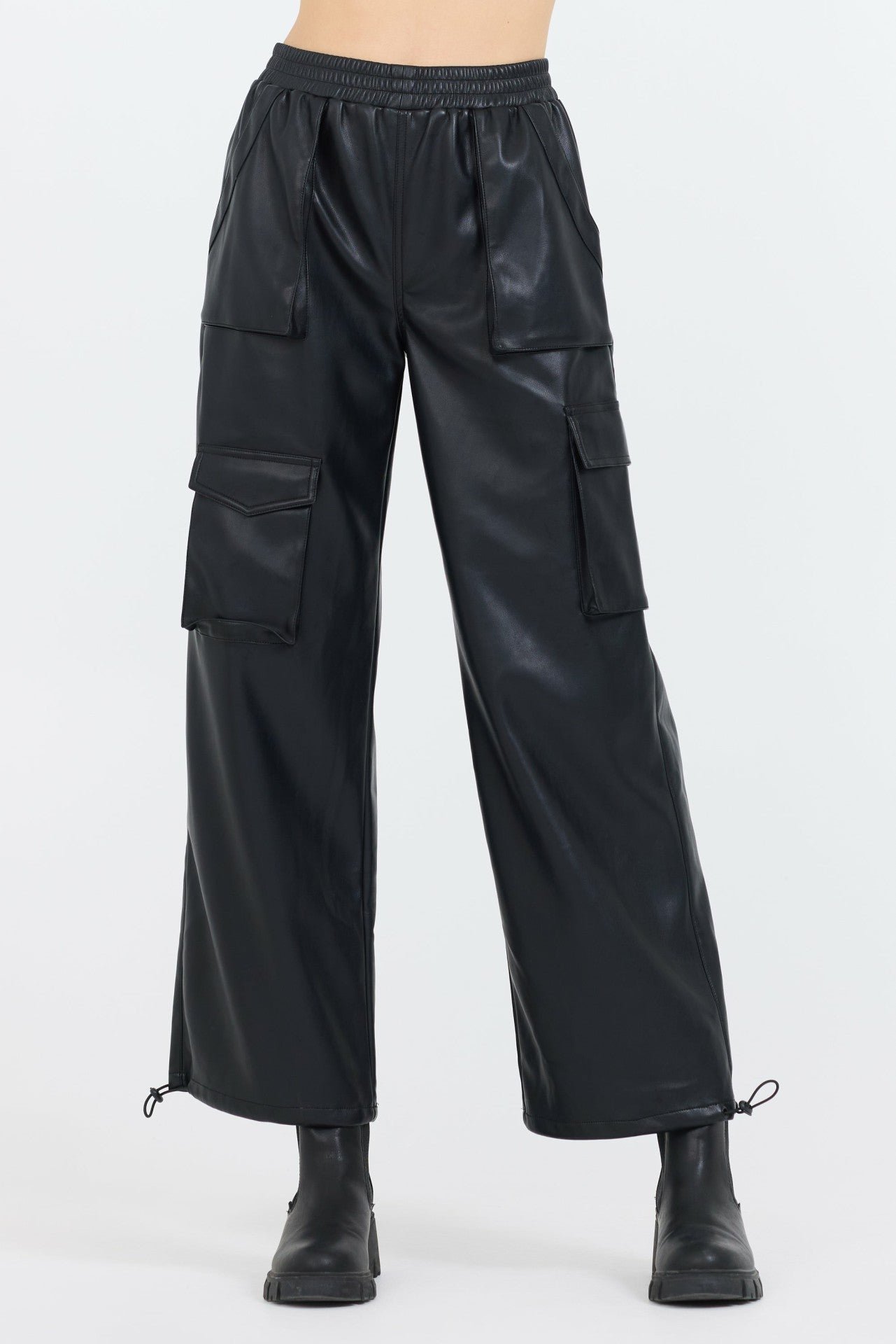 Black Leather Cargo Pants | Vintage Havana Women
