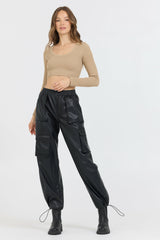 Black Leather Cargo Pants | Vintage Havana Women