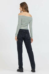 Ivory Green Fitted Off The Shoulder Top | Vintage Havana Women