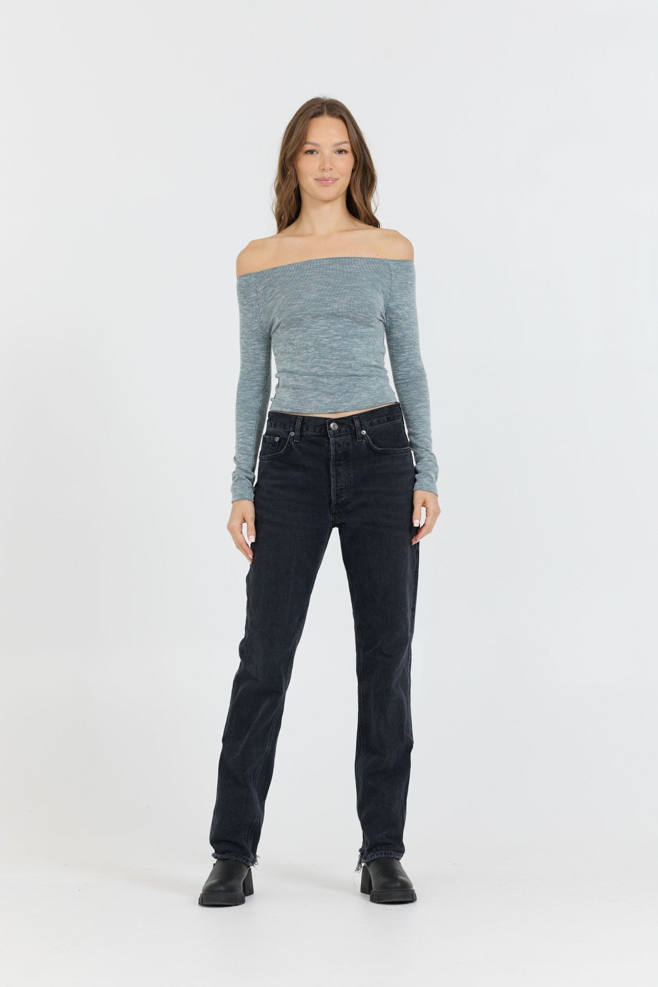 Hunter Green Fitted Off The Shoulder Top | Vintage Havana Women