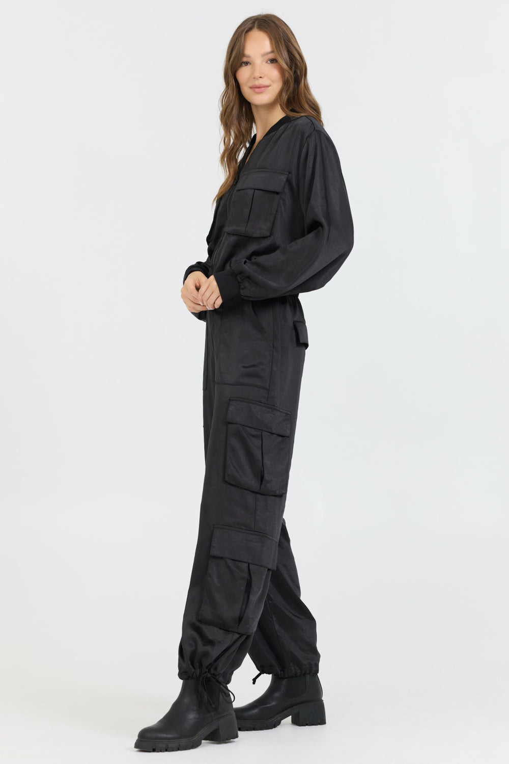 Black Heavy Satin Bomber | Vintage Havana Women