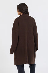 Deep Brown Sweater Mid Length Coat | Vintage Havana Women