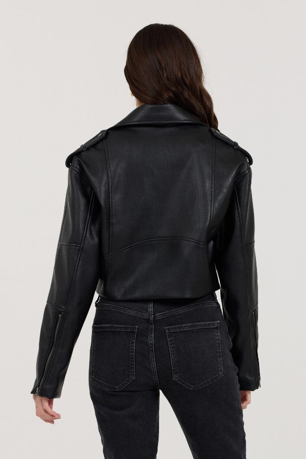 Black Leather Moto Jacket | Vintage Havana Women