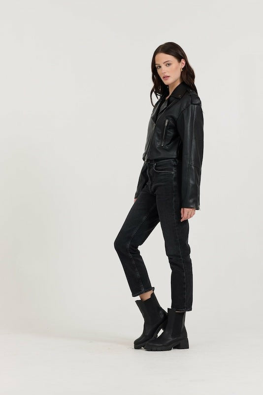 Black Leather Moto Jacket | Vintage Havana Women