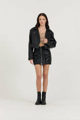 Black Leather Moto Jacket | Vintage Havana Women