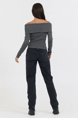 Heather Charcoal Off Shoulder Sweater | Vintage Havana Women