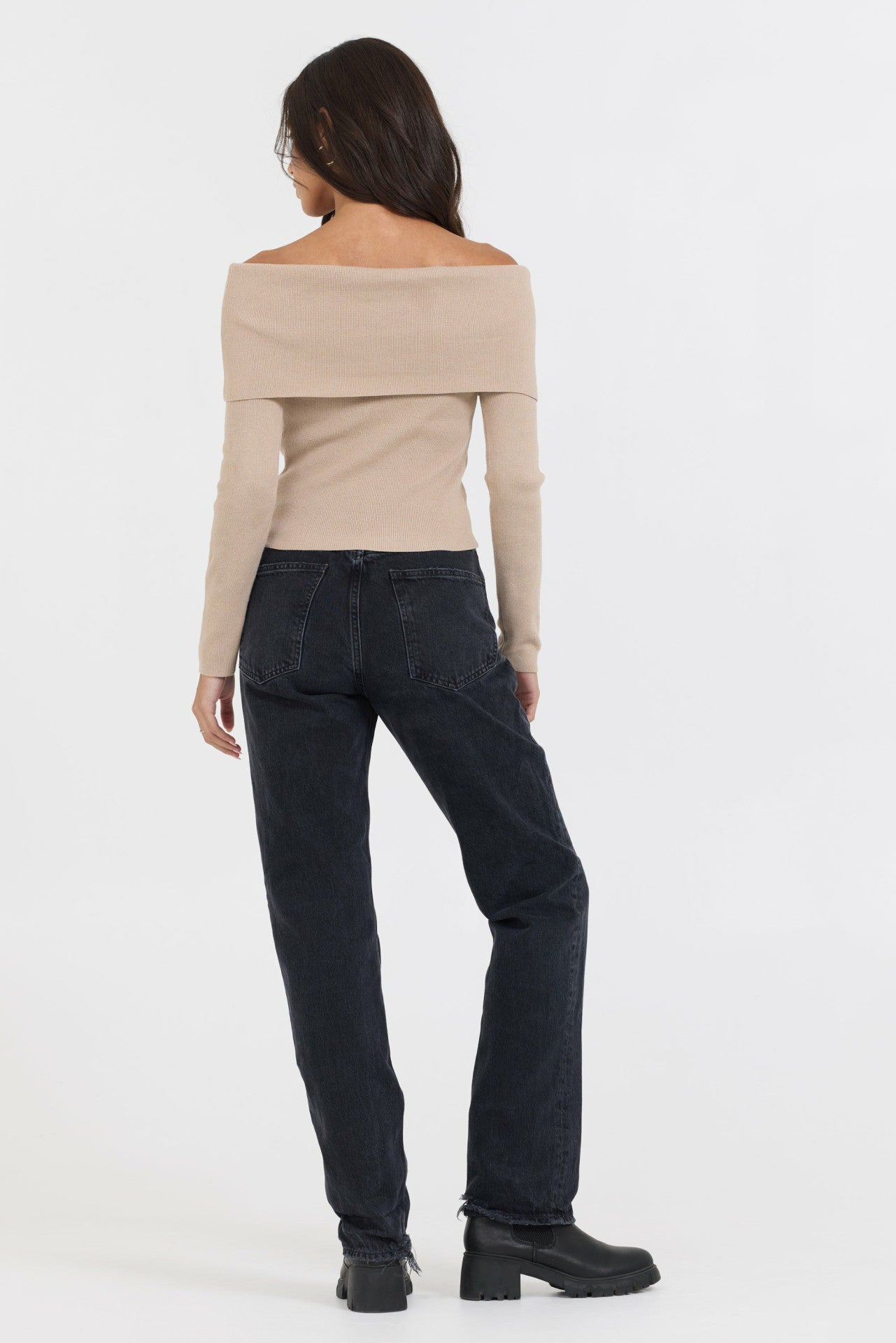 Heather Oatmeal Off Shoulder Sweater | Vintage Havana Women