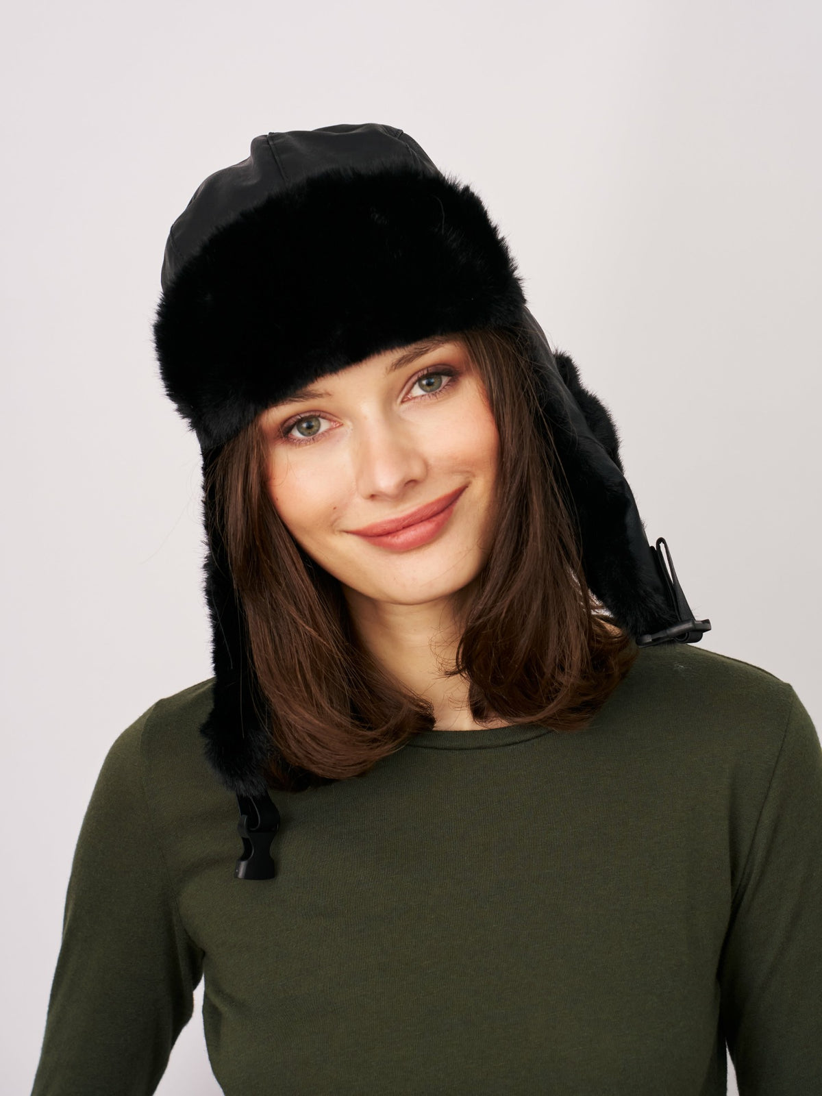 FUR TRAPPER HAT - BLACK | Vintage Havana Women