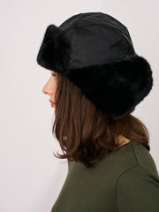 FUR TRAPPER HAT - BLACK | Vintage Havana Women