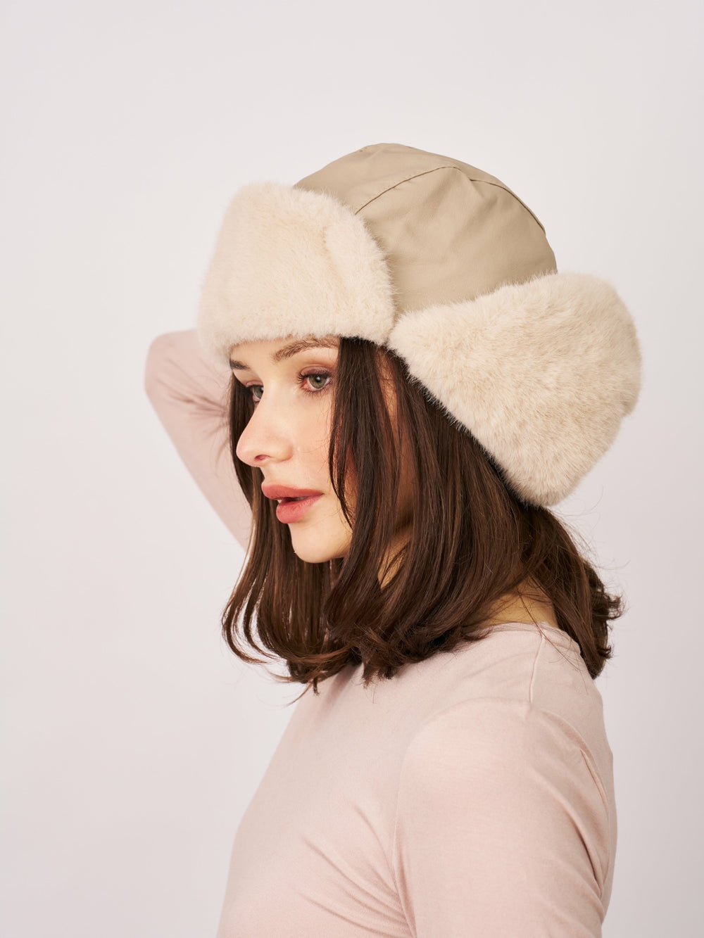 FUR TRAPPER HAT - CREAM | Vintage Havana Women
