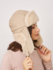 FUR TRAPPER HAT - CREAM | Vintage Havana Women