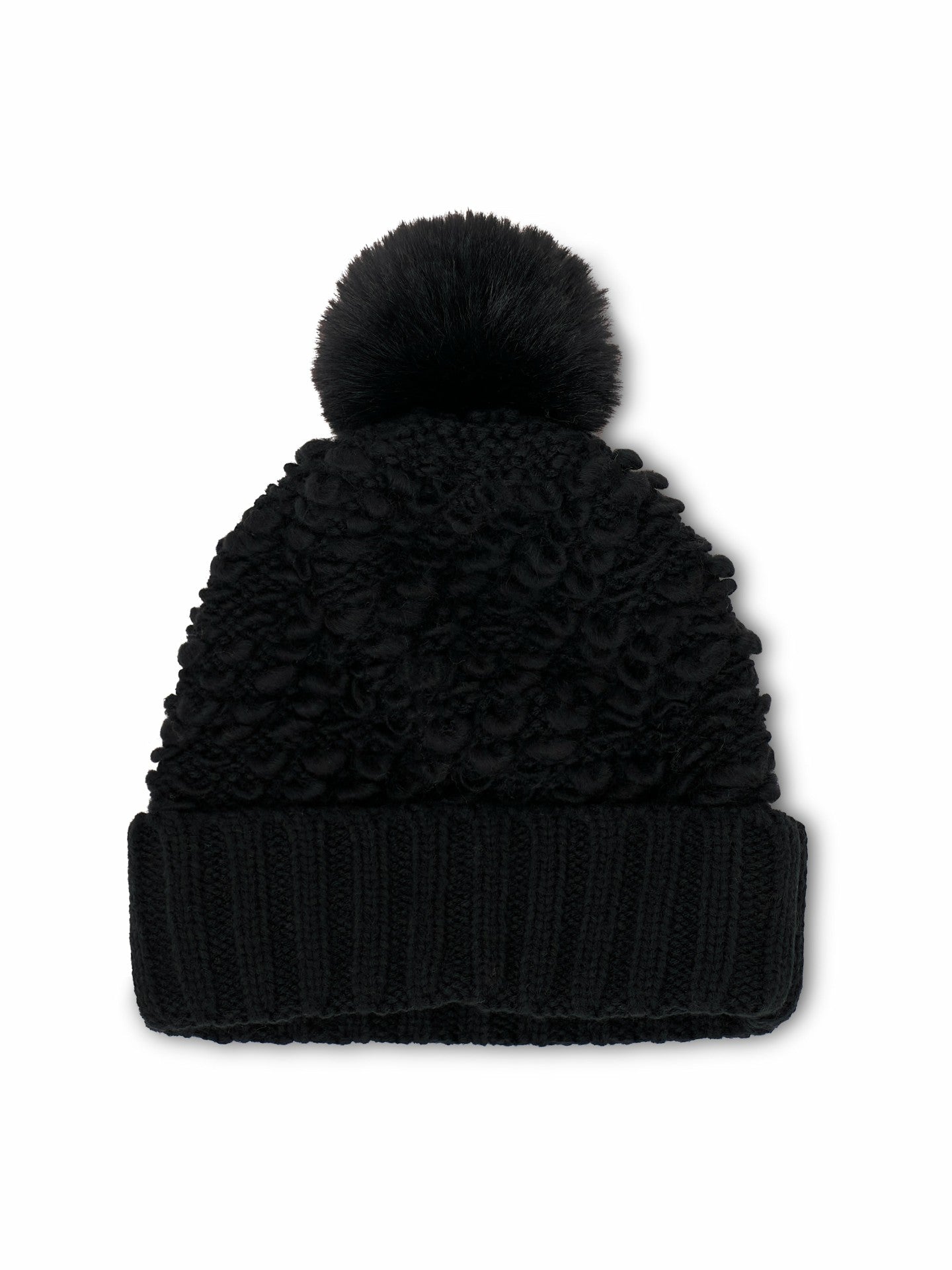 TURN UP POMPOM HAT - BLACK | Vintage Havana Women