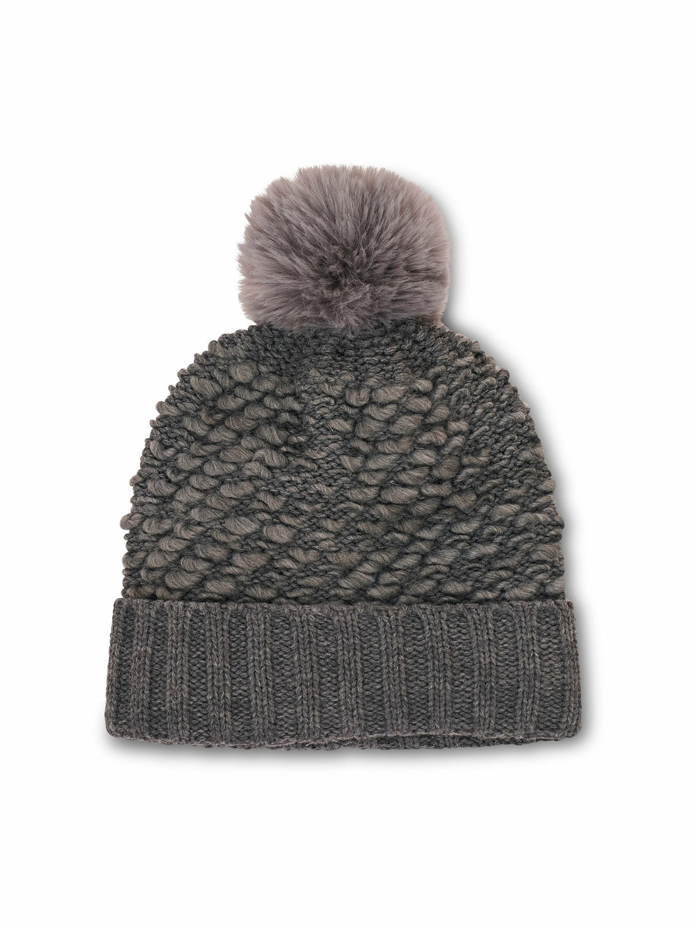 TURN UP POMPOM HAT - GREY | Vintage Havana Women