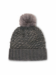 TURN UP POMPOM HAT - GREY | Vintage Havana Women